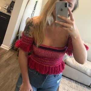 Multi Colored Stretch Crop Top